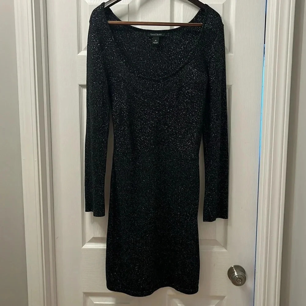 White House black market, midnight, black sparkle, sweater dress size Medium - Picture 2 of 9